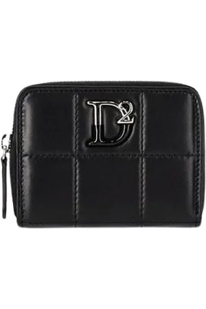 Dsquared2 Tilbehør, Dame, Sort, ONE SIZE, Læder, Quiltet Læderpung med Lynlås