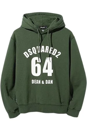 Dsquared2 Sweathshirts & Hoodies, Herre, Grøn, XS, Bomuld, Hættetrøje med ribkant