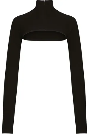 Dolce & Gabbana Top, Dame, Sort, M, Sort Cropped High-Neck Top