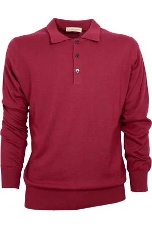 CASHMERE COMPANY Top, Herre, Rød, L, Uld, Polo Bluser