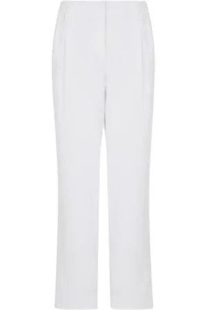 Giorgio Armani Bukser, Dame, Hvid, 2XS, Uld, Hvide bukser i lige snit