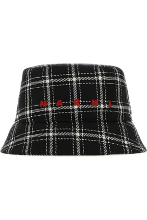 Marni Tilbehør, Herre, Sort, M, Uld, Broderet uld bucket hat