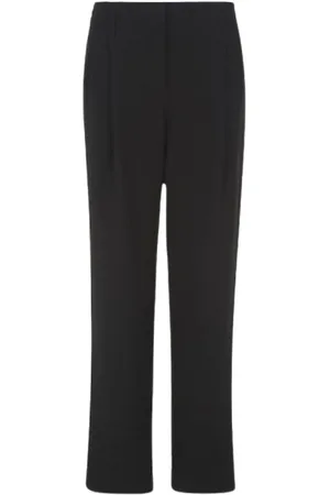 Giorgio Armani Bukser, Dame, Sort, S, Polyester, Sorte bukser med lige snit og blød forfoldning