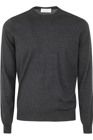 FILIPPO DE LAURENTIIS Strik, Herre, Sort, 3XL, Uld, Anthracite Merino Crew Neck Sweater