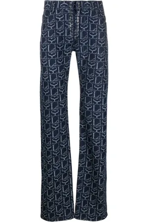 Ludovic De Saint Sernin Jeans, Dame, Blå, W26, Bomuld, Blå Monogram Swarovski Crystal Jeans