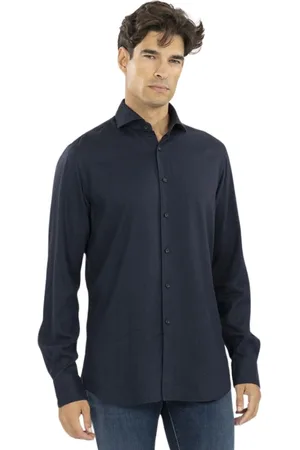 Xacus Skjorte, Herre, Blå, 3XL, Bomuld, Italiensk Mellemkrave Flanelskjorte