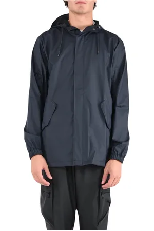 Rains Jakke, Herre, Blå, S, Polyester, Fishtail Jakke med Skjult Lynlås