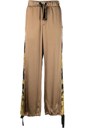VERSACE Bukser, Herre, Brun, L, Uld, Barocco Print Wide Leg Bukser