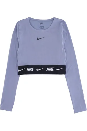 Nike Top, Dame, Lilla, L, Polyester, Sportswear Crop Tape Langærmet Top