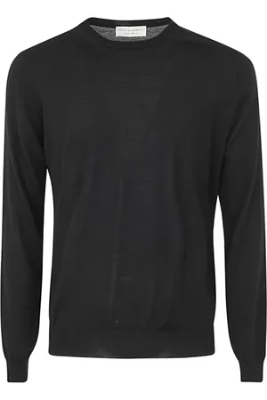 FILIPPO DE LAURENTIIS Strik, Herre, Sort, 2XL, Uld, Sort Merino Crew Neck Sweater