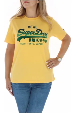 Superdry Top, Dame, Gul, L, Uld, Dame T-shirt, Stilfuldt Design