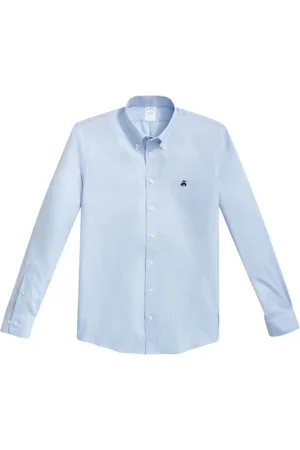 Brooks Brothers Skjorte, Herre, Blå, XS, Bomuld, Blå Regular Fit Non-Iron Stretch Bomuldsskjorte med Button Down-krave