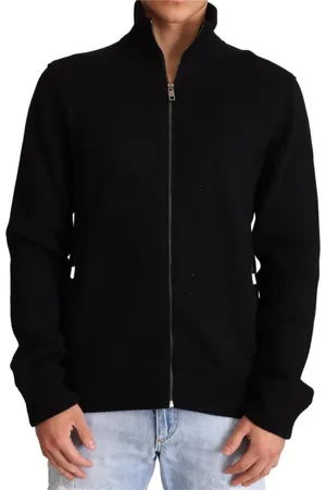 Dolce & Gabbana Sweathshirts & Hoodies, Herre, Sort, S, Cashmere, Luksuriøs Sort Cashmere Lynlås Sweater