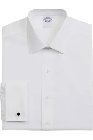 Brooks Brothers Skjorte, Herre, Hvid, S, Bomuld, Hvid Slim Fit Non-Iron Stretch Bomuldsskjorte med Ainsley-krave