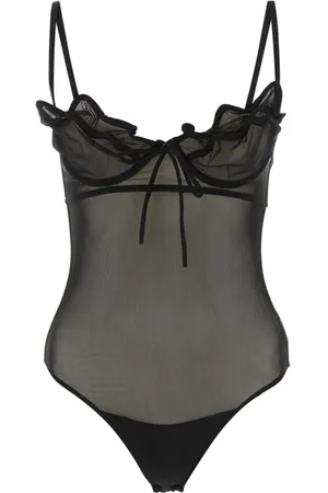 Y / PROJECT Top, Dame, Sort, XS, Nylon, Sort stræk nylon bodysuit
