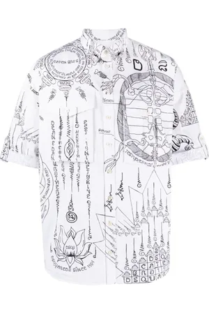Dsquared2 Skjorte, Herre, Hvid, S, Bomuld, Grafisk Print Bomuldsskjorte