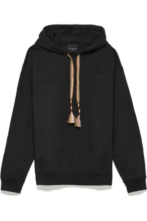 GAËLLE Sweathshirts & Hoodies, Herre, Sort, XL, Uld, Langærmet hættetrøje med sort broderi