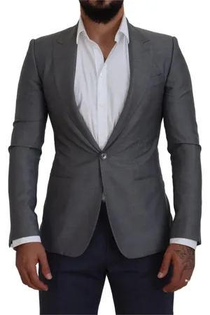 Dolce & Gabbana Jakke, Herre, Grå, S, Uld, Grå Uld Silke Slim Fit Jakke Blazer