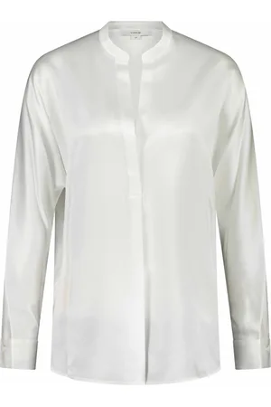 Vince Bluser & Skjorter, Dame, Hvid, L, Silke V-Hals Bluse