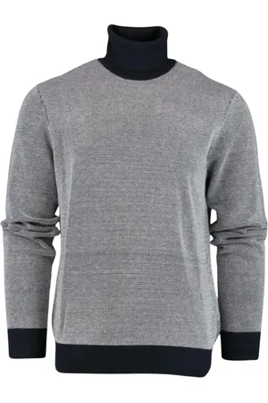 Armani Exchange Strik, Herre, Blå, M, Uld, Blå Sweaters med U Ciclista Microfantasia