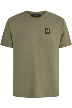Belstaff Top, Herre, Grøn, M, Bomuld, Klassisk Rund Hals Kortærmet T-Shirt