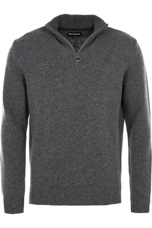 Barbour Sweathshirts & Hoodies, Herre, Grå, M, Uld, Essentiel Lammeuld Halv Lynlås Trøje