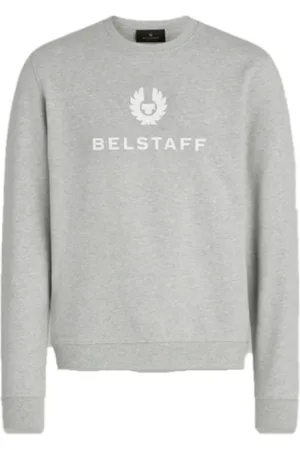 Belstaff Sweathshirts & Hoodies, Herre, Grå, XL, Bomuld, Signature Crewneck Sweatshirt med Flocket Logo