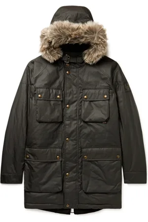 Belstaff Jakke, Herre, Grøn, XS, Læder, Quiltet Parka med Aftagelig Imiteret Læderkant