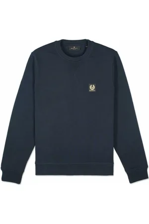 Belstaff Sweathshirts & Hoodies, Herre, Blå, 2XL, Bomuld, Klassisk Dark Ink Sweatshirt med V-søm detalje
