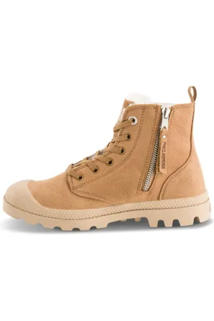 Palladium Sko, Dame, Brun, 37 EU, Læder, Brun Nubuck Læderstøvle med Lynlås og Varm Foring