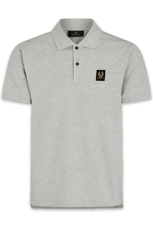 Belstaff Top, Herre, Grå, L, Bomuld, Tekstureret bomuldspolo med Phoenix-emblem