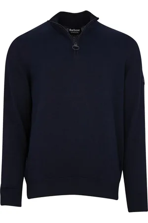 Barbour Sweathshirts & Hoodies, Herre, Blå, L, Bomuld, Bomuld Halv Lynlås Navy Sweater