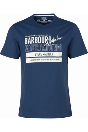 Barbour Top, Herre, Blå, M, Bomuld, Grafisk T-shirt med Steve McQueen Design