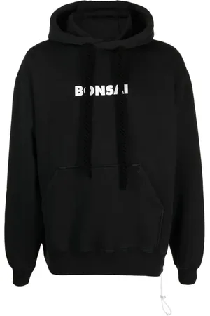BONSAI Sweathshirts & Hoodies, Herre, Sort, XS, Bomuld, Sort bomuldshættetrøje med logo tryk