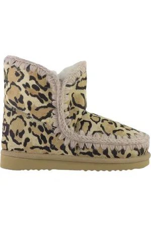 Mou Sko, Dame, Gul, 41 EU, Uld, Håndlavet Eskimo 18 Leopard Print Støvler