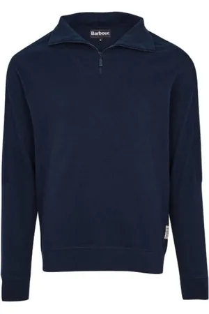 Barbour Sweathshirts & Hoodies, Herre, Blå, L, Bomuld, Halv Zip Navy Sweater