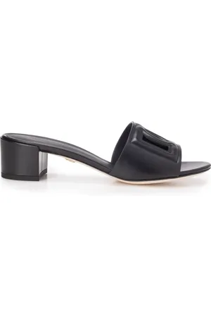 Dolce & Gabbana Sko, Dame, Sort, 38 EU, Læder, Højhælede sandaler med CD DG Millennials-logo