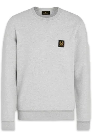 Belstaff Sweathshirts & Hoodies, Herre, Grå, M, Bomuld, Klassisk Bomuldssweatshirt med V-søm Detalje