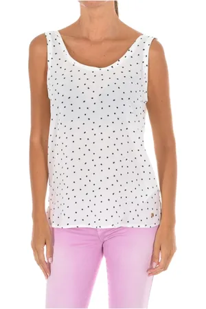 Emporio Armani Top, Dame, Hvid, M, Hvid stjernemønstret ærmeløs bluse