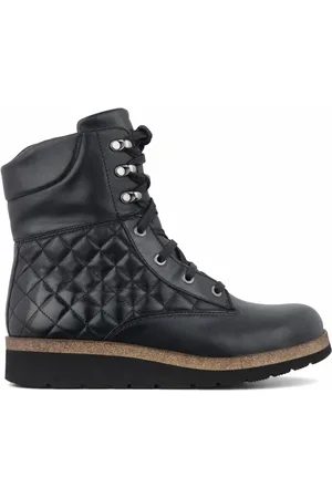 New Feet Sko, Dame, Sort, 41 EU, Læder, Snørestøvle med lynlås og vandafvisende membran