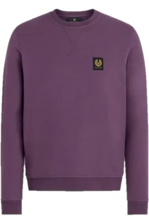 Belstaff Sweathshirts & Hoodies, Herre, Lilla, XL, Bomuld, Klassisk Dark Garnet Sweatshirt med Bouclé Bomuld