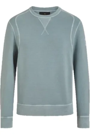 Belstaff Sweathshirts & Hoodies, Herre, Grøn, M, Bomuld, Gibe Letvægts Fleece Sweatshirt i Stålgrøn