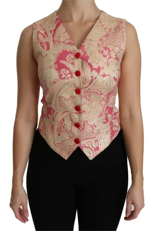 Dolce & Gabbana Jakke, Dame, Gul, 2XS, Uld, Pink Guld Brokade Vest Bluse Top