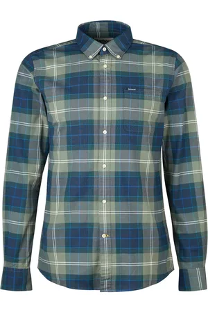 Barbour Skjorte, Herre, Flerfarvet, XL, Bomuld, Lewis Skræddersyet Skjorte Blå Tartan