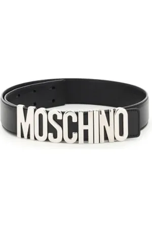 Moschino Tilbehør, Herre, Sort, 3XL, Læder, Logo Spænde Læderbælte