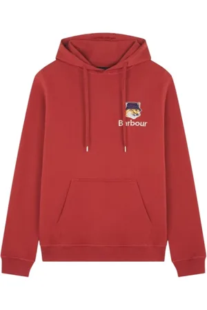Barbour Sweathshirts & Hoodies, Herre, Rød, M, Bomuld, Fox Head Hoodie i Brændt Rød