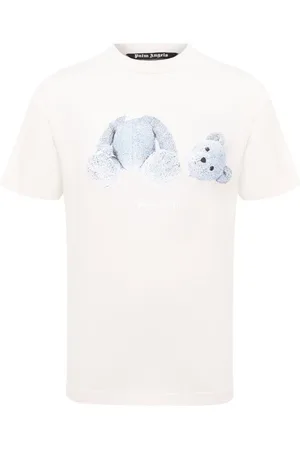 Palm Angels Top, Herre, Hvid, 2XL, Bomuld, Luksus T-shirt med bjørnemotiv