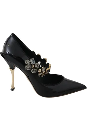 Dolce & Gabbana Sko, Dame, Sort, 35 EU, Læder, Sort Læder Krystal Mary Jane Pumps