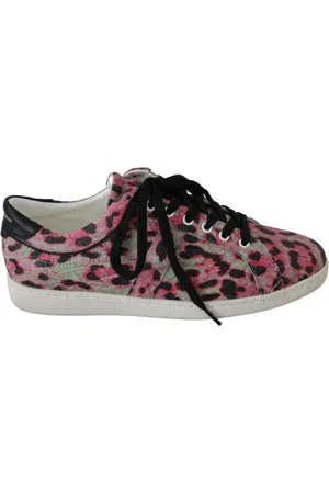 Dolce & Gabbana Sko, Dame, Lyserød, 42 EU, Læder, Leopard Print Læder Sneakers