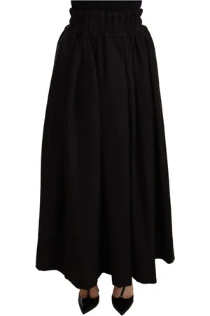 Dolce & Gabbana Nederdel, Dame, Sort, XS, Uld, Sort Uld Højtaljet Maxi Nederdel